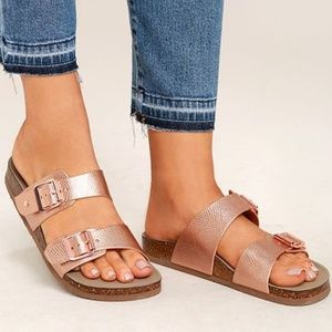 Madden Girl Rose Gold Slide Birkenstock style 7.5